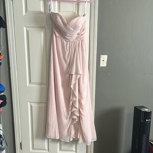 Bill Levkoff Pink Ruched Strapless Gown